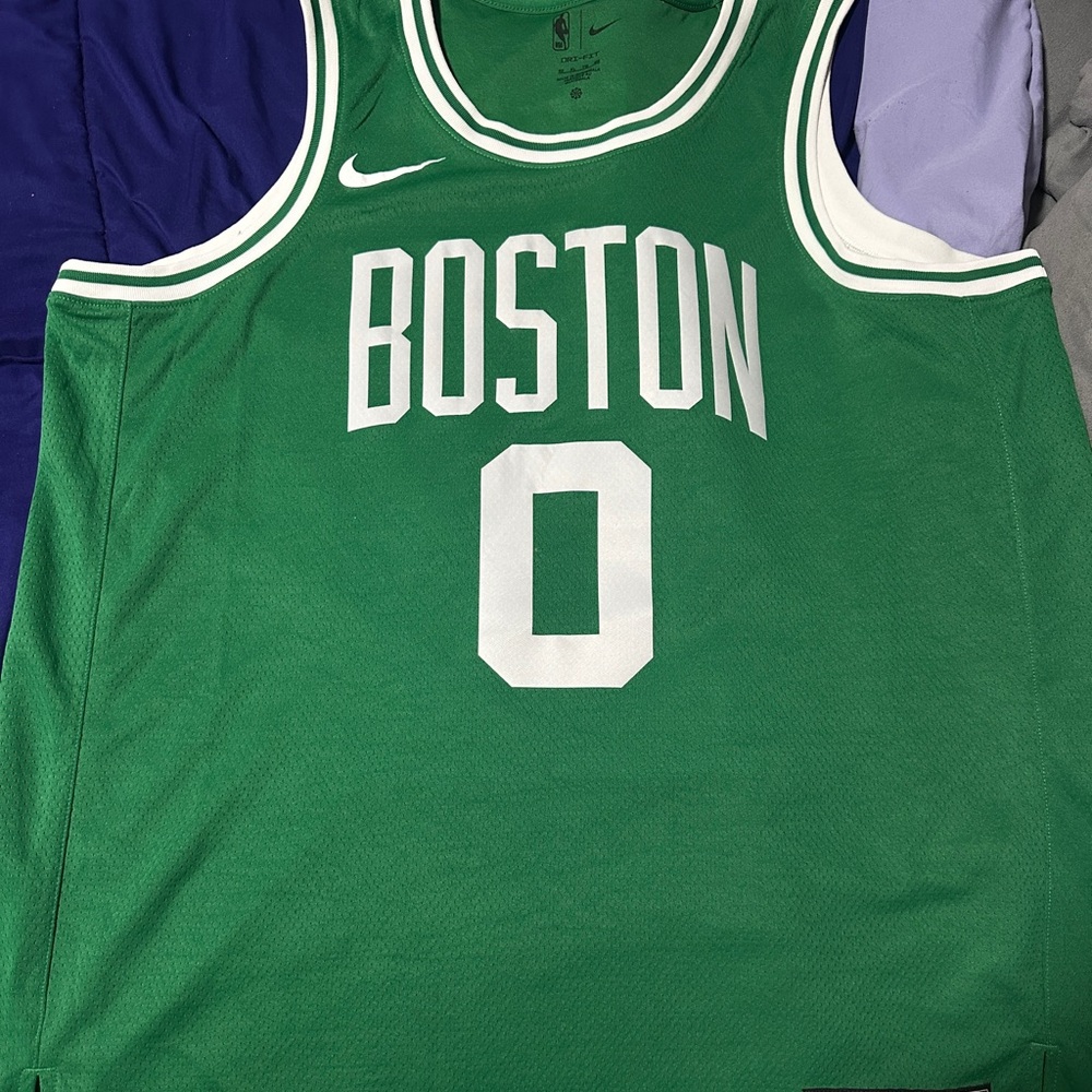 Green Nike NBA Boston Celtics Jason Tatum Jersey with White Accents